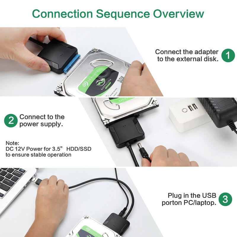 SATA to USB 3.0 Adapter Cable for 2.5 and 3.5 Drives