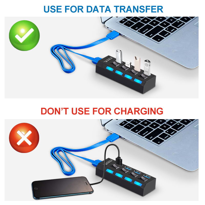 4-Port USB 3.0 Hub with Individual On/Off Switches