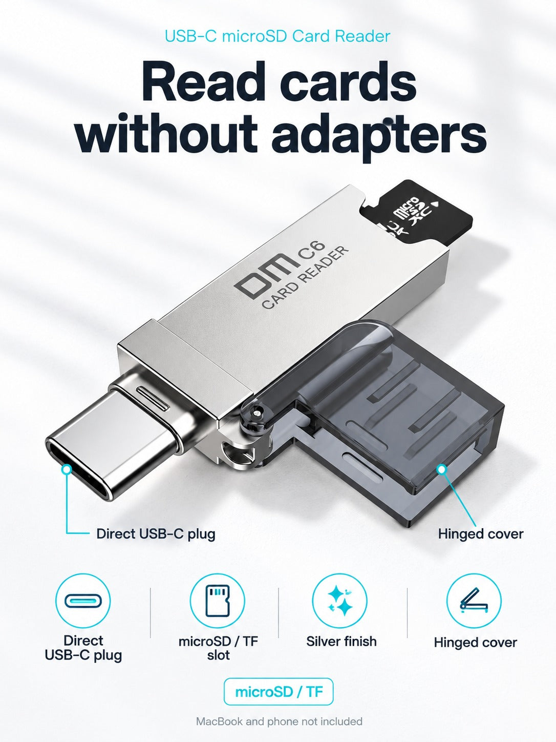 USB-C microSD Card Reader for MacBook & Android Phones