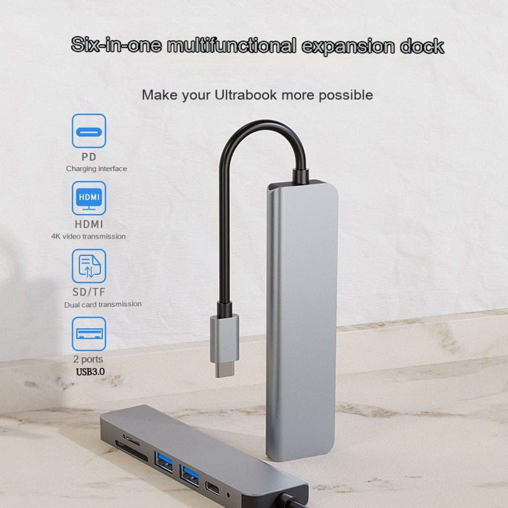 USB-C 6-in-1 Laptop Dock with HDMI and SD Card Reader