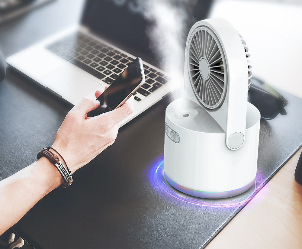 Desk Fan with Mist Spray: 3-Speed USB Cooling