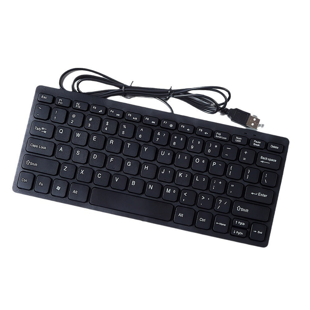 Compact Wired USB Keyboard for Small Desks and Laptops