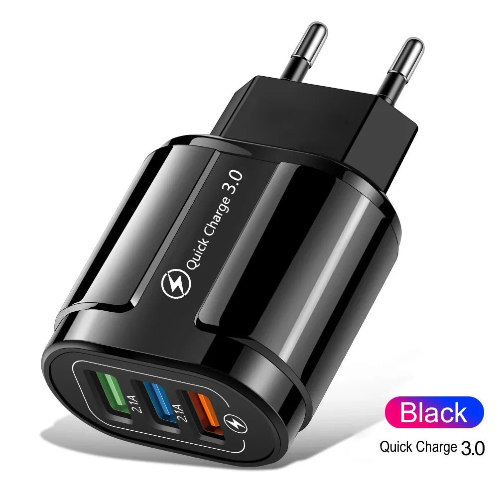 Quick Charge 3.0 USB Fast Charger, 18W 3-Port Wall Adapter