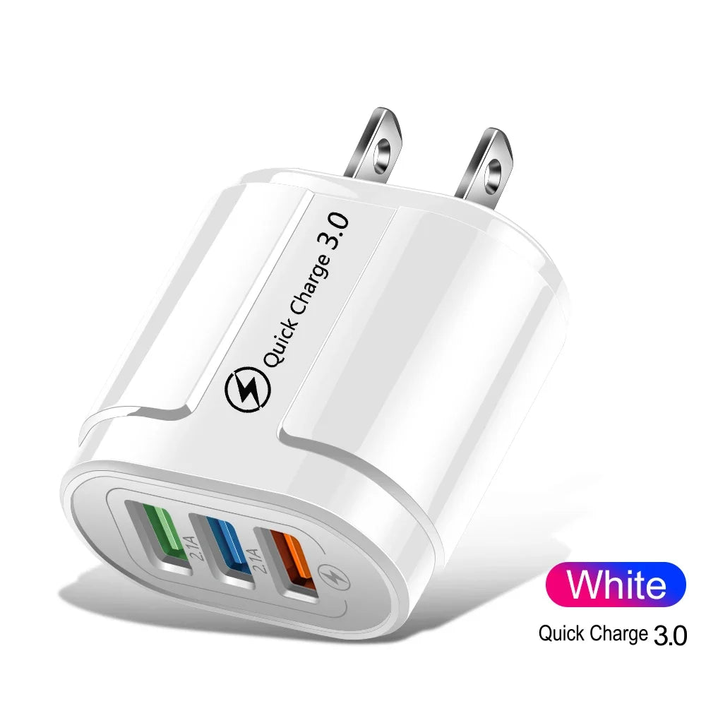 Quick Charge 3.0 USB Fast Charger, 18W 3-Port Wall Adapter