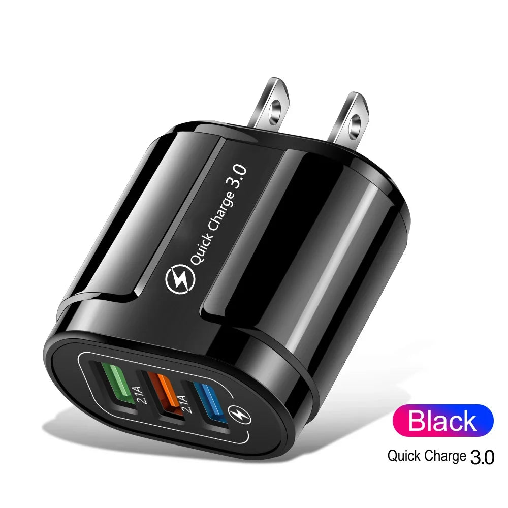 Quick Charge 3.0 USB Fast Charger, 18W 3-Port Wall Adapter