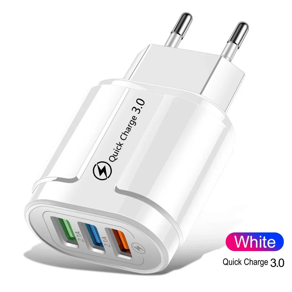 Quick Charge 3.0 USB Fast Charger, 18W 3-Port Wall Adapter