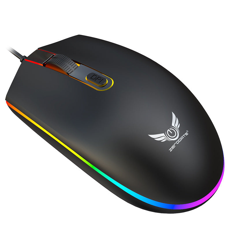 Rainbow RGB Gaming Mouse, Switchable DPI, Long Cable