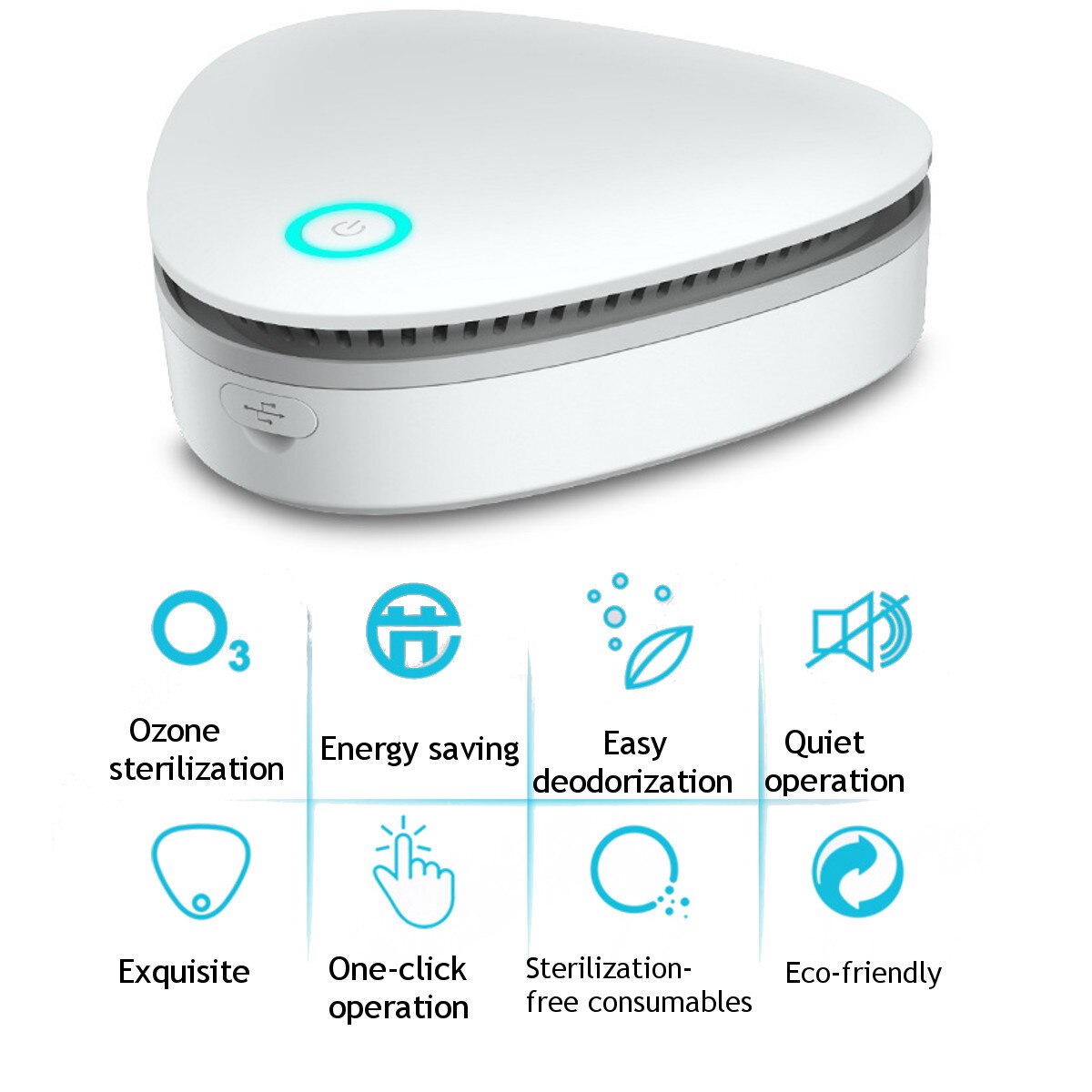 Portable USB Ozone Deodorizer for Fridge, Closet and Car