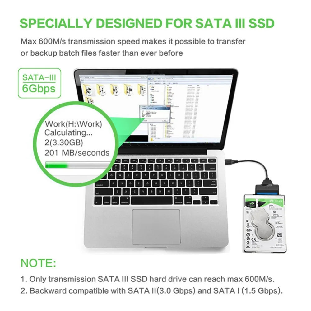 USB 3.0 SATA Adapter Cable for 2.5-Inch SSD & HDD Drives