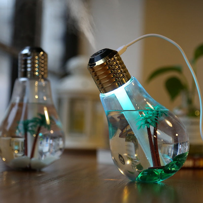 USB Light Bulb Humidifier with Color-Changing Mood Light