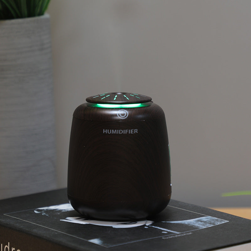 Wood Grain USB Desk Humidifier with LED Night Light