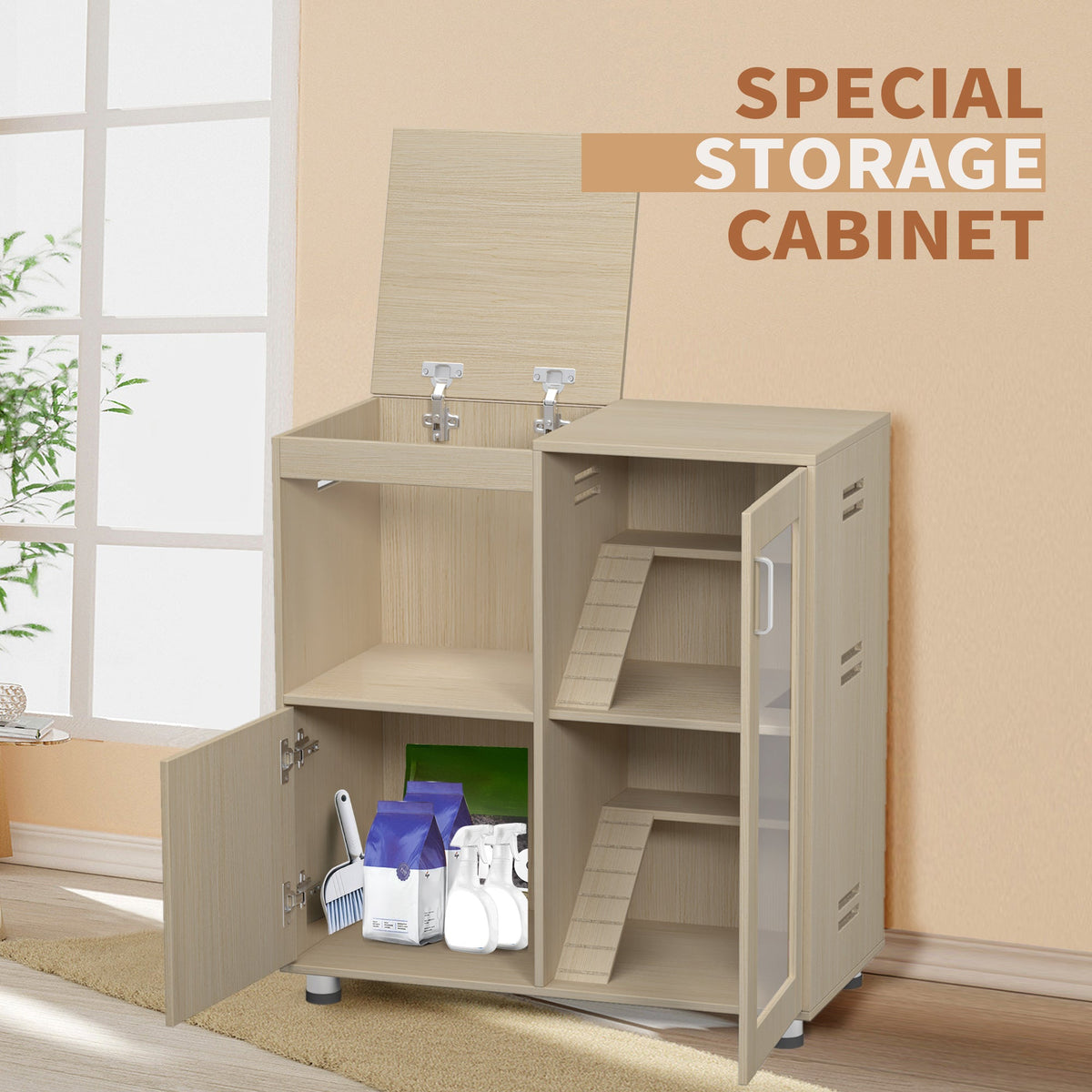 Small-Animal Cage With Four-Level Storage Cabinet
