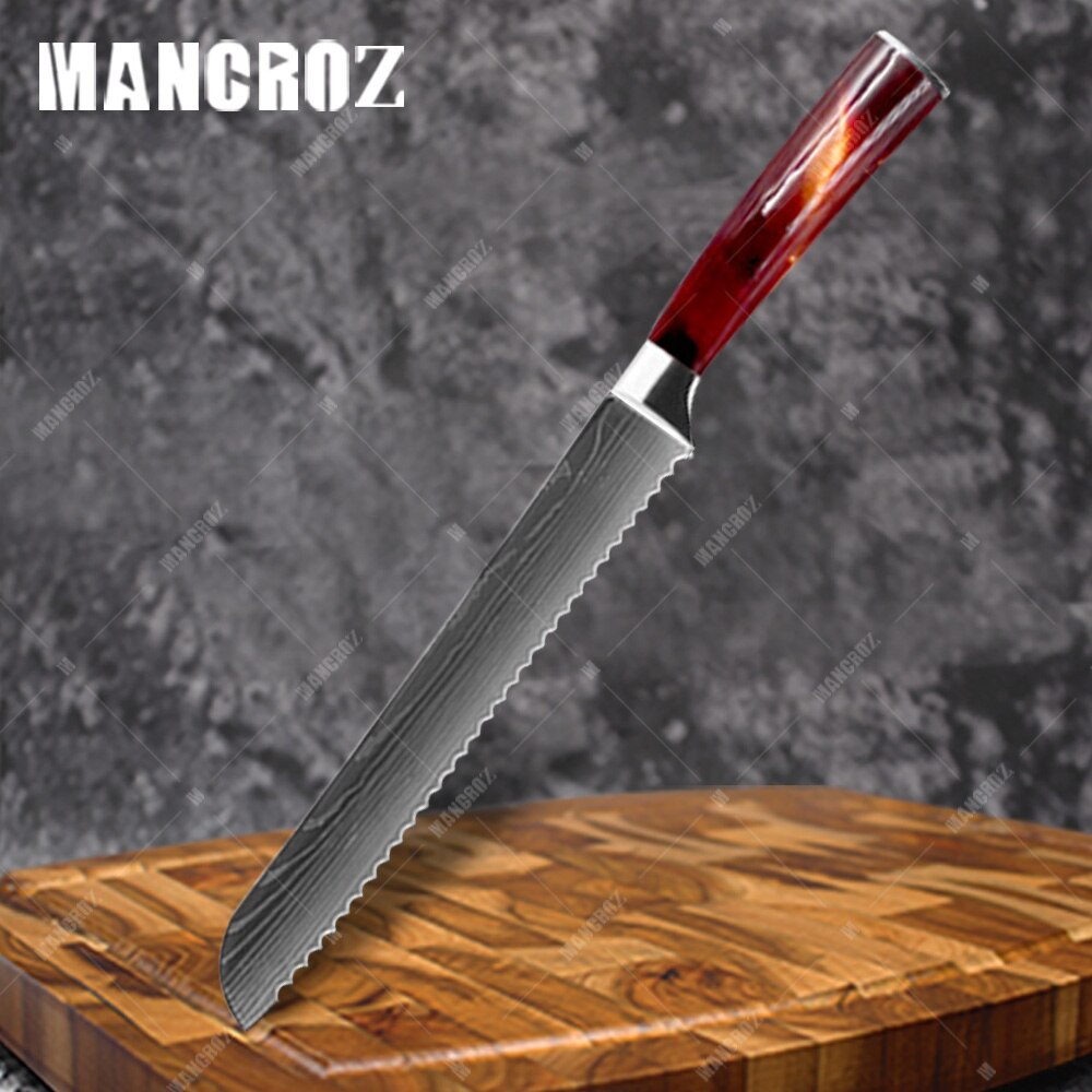 Damascus Pattern Kitchen Knife Set, 11 Piece Chef Knives