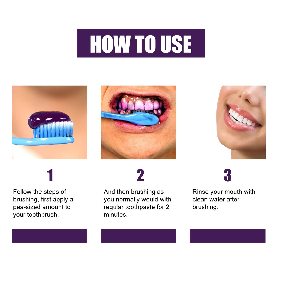 Purple Toothpaste for Brighter-Looking Teeth, 50ml Bottle