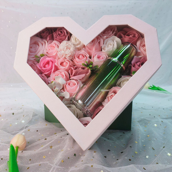 Heart-Shaped Floral Gift Box With Romantic Clear Window