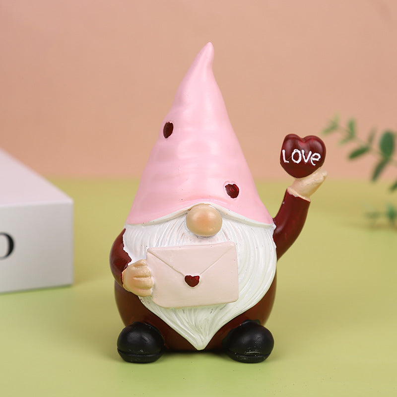 Valentine's Day Dwarf Ornament for Romantic Desk Decor