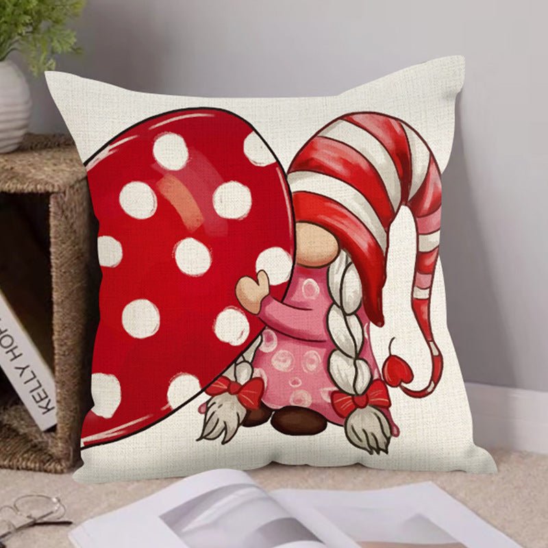 Valentine's Day Pillow Cover with Whimsical Gnomes