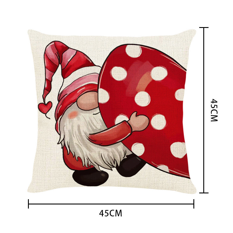 Valentine's Day Pillow Cover with Whimsical Gnomes