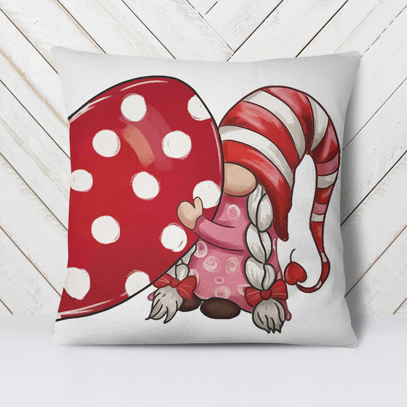 Valentine's Day Pillow Cover with Whimsical Gnomes