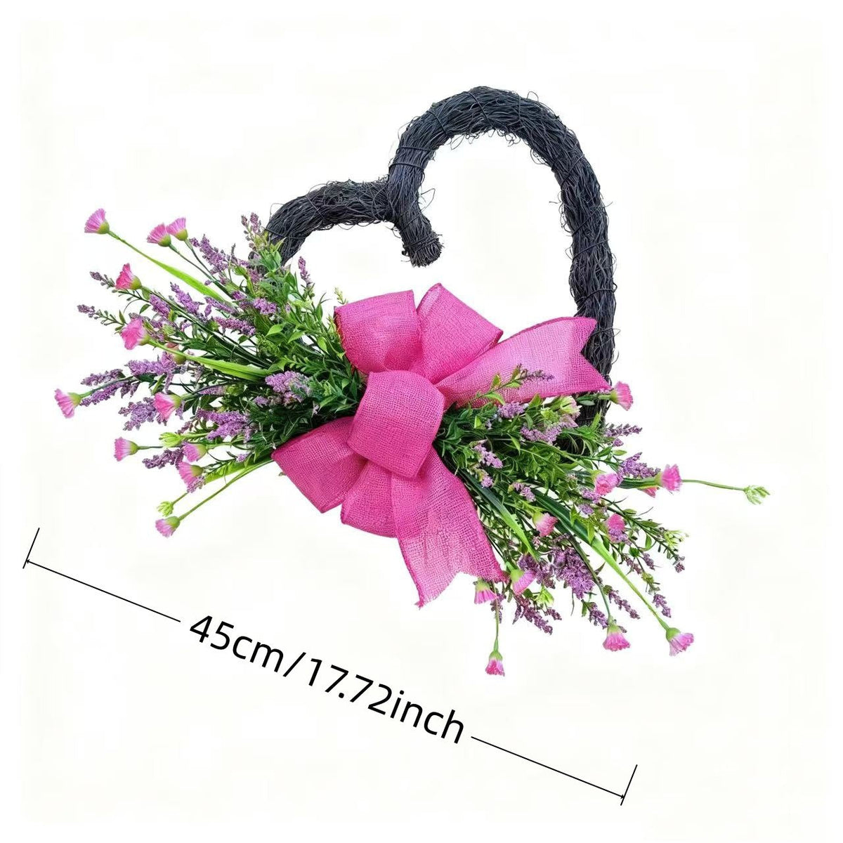 Heart Flower Wreath Door Hanging for Romantic Decor
