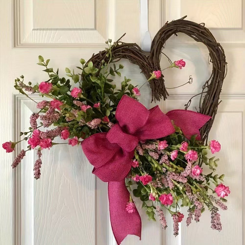 Heart Flower Wreath Door Hanging for Romantic Decor