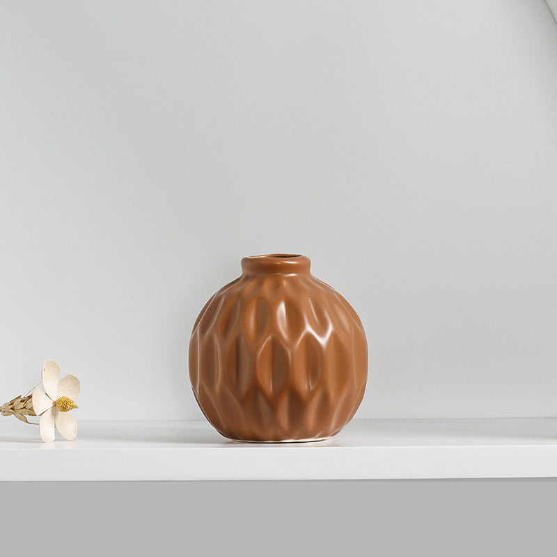 Textured Ceramic Vase for Elevated Shelf and Table Styling