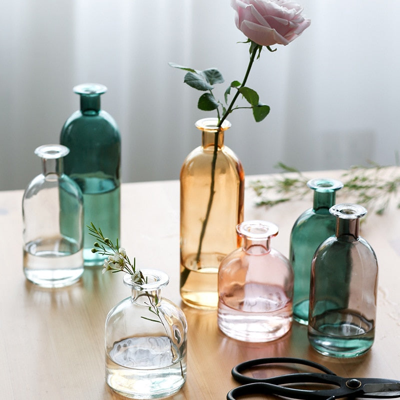 Nordic Tinted Glass Bud Vase for Dried Flowers