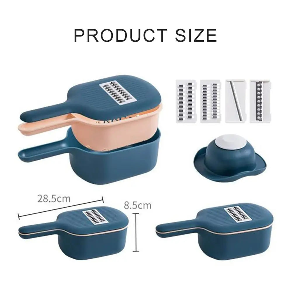 Manual Vegetable Slicer with 4 Blades and Drain Basket