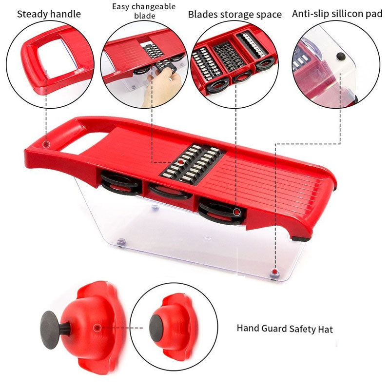 Vegetable Mandoline Slicer with 6 Blades and Storage Box