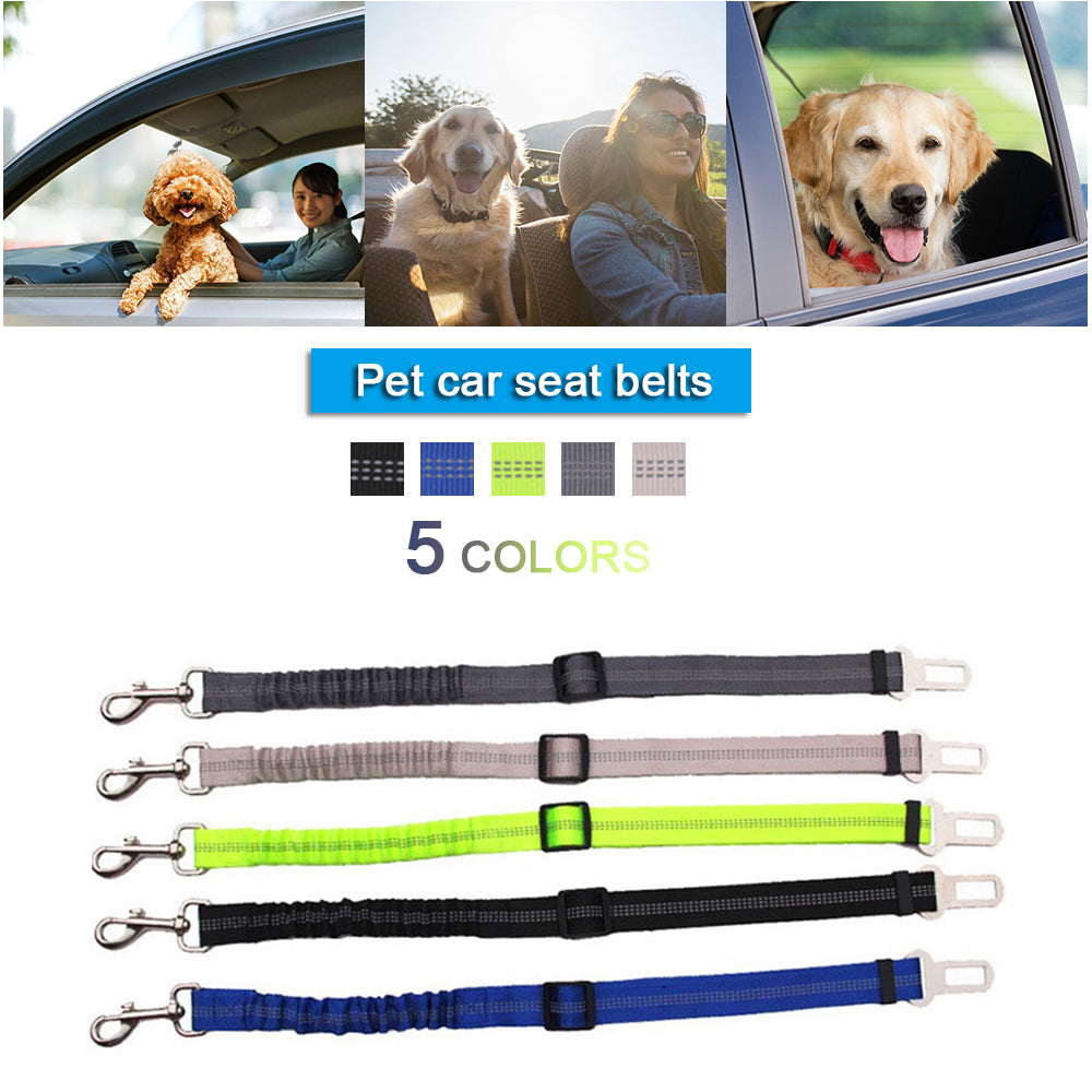 Dog Car Safety Belt with Shock-Absorbing Elastic Strap