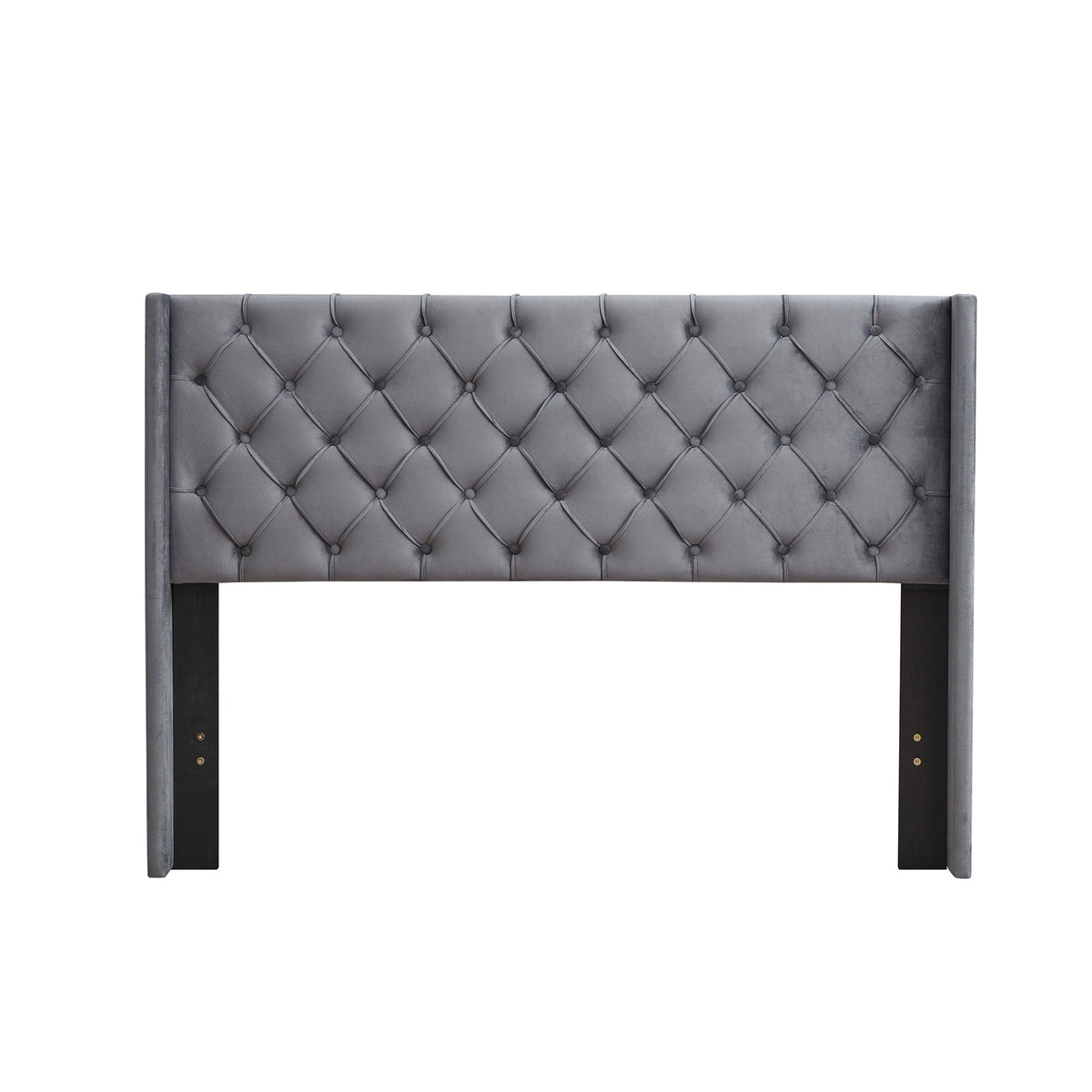 Tufted Velvet Queen Bed Frame with Wingback Headboard