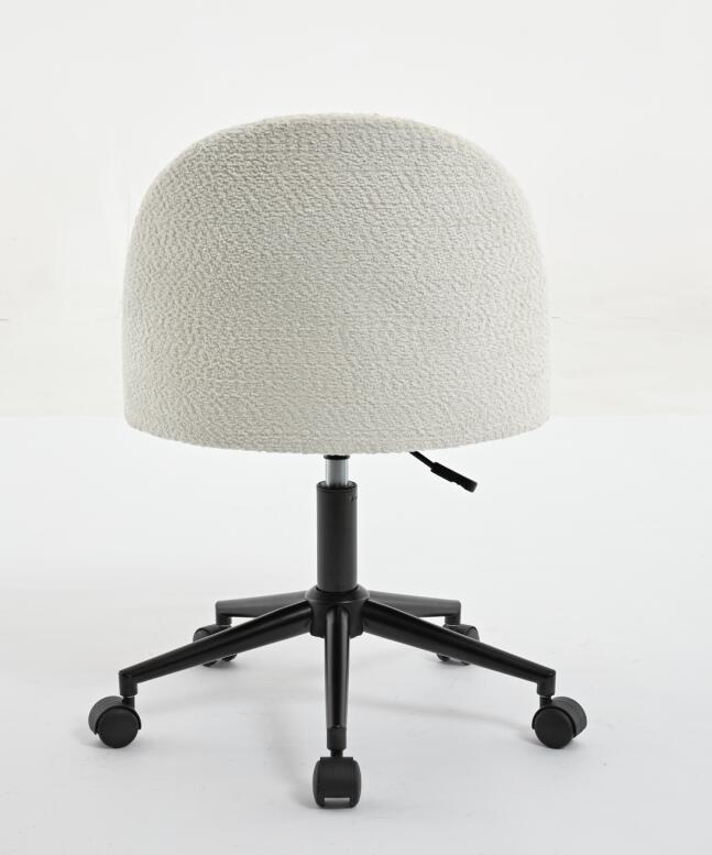 Boucle Mid-Back Office Chair with Wheels, Ivory