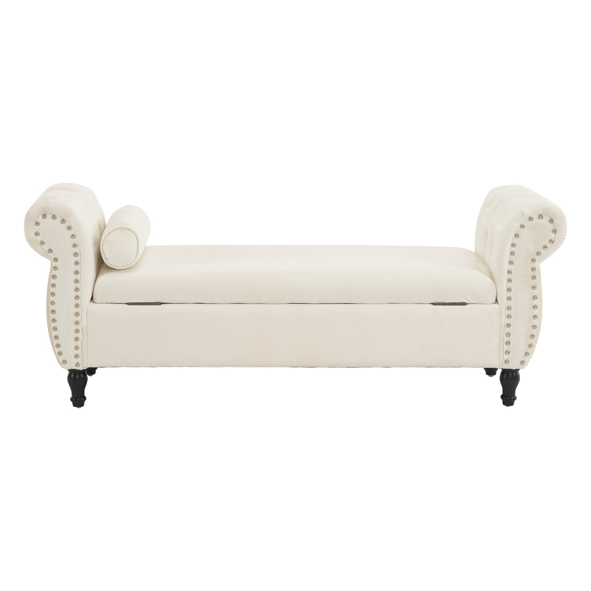 Velvet Storage Ottoman Bench with Pillow for Bedroom