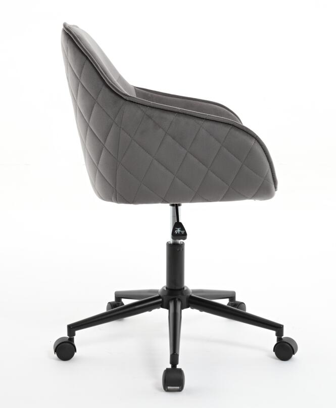 Quilted Velvet Desk Chair with Gas Lift and Silent Wheels