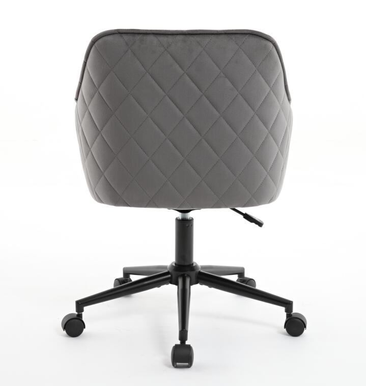 Quilted Velvet Desk Chair with Gas Lift and Silent Wheels