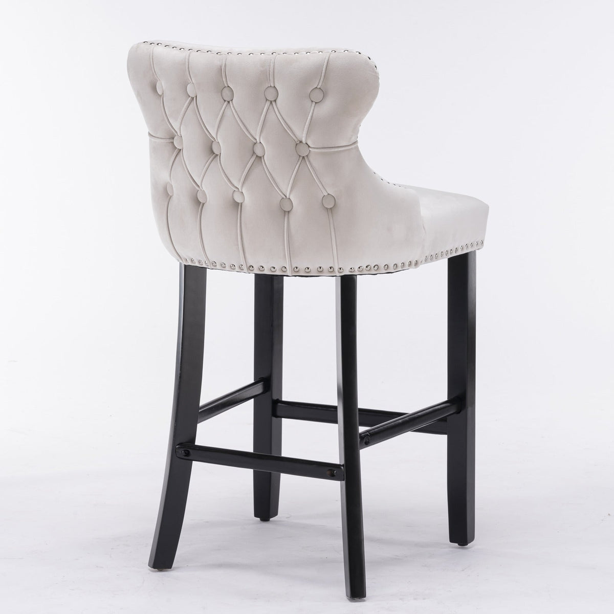 Velvet Wing Back Bar Stools Set of 2 with Nailhead Trim