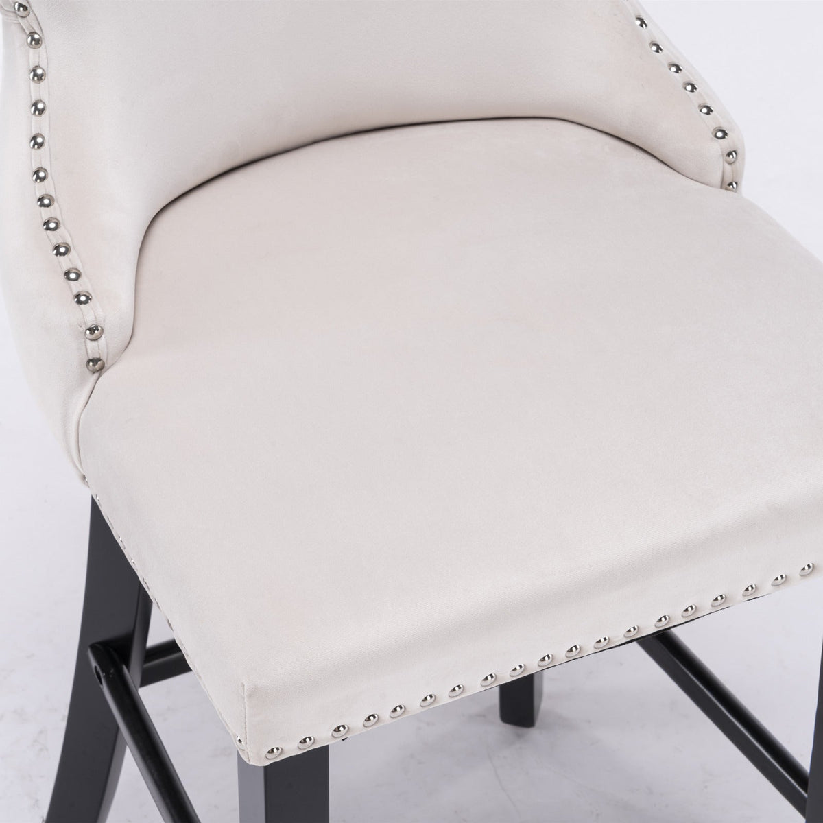 Velvet Wing Back Bar Stools Set of 2 with Nailhead Trim
