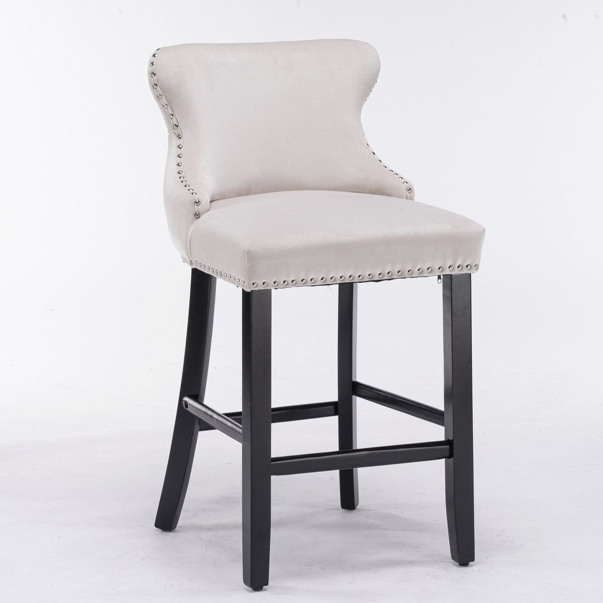 Velvet Wing Back Bar Stools Set of 2 with Nailhead Trim