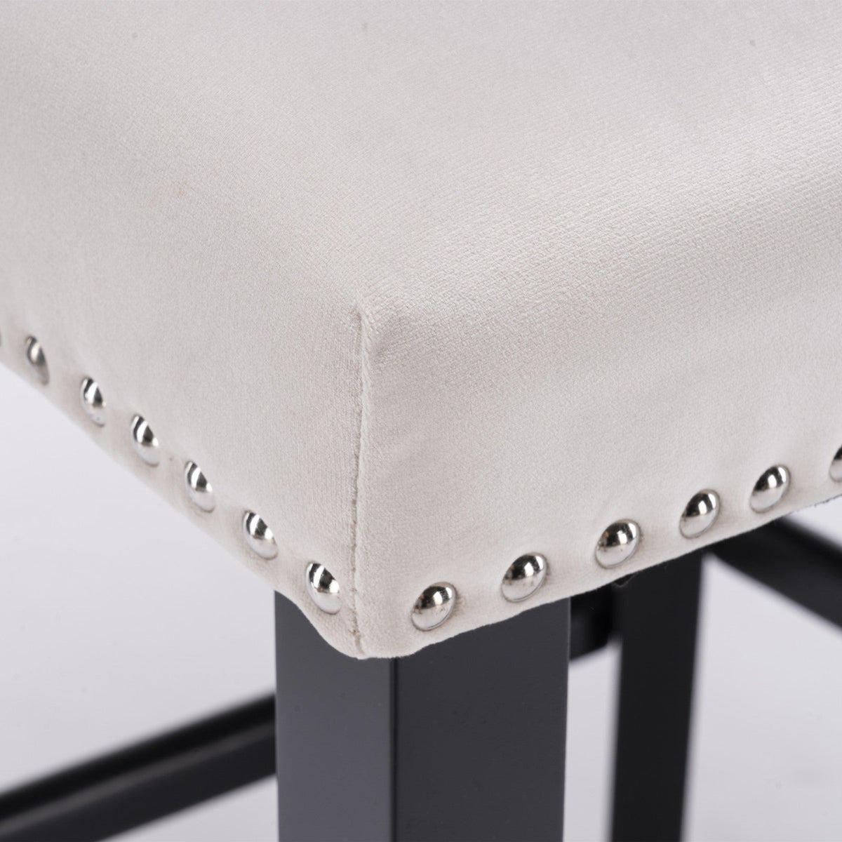 Velvet Wing Back Bar Stools Set of 2 with Nailhead Trim