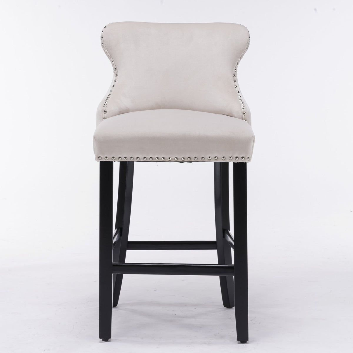 Velvet Wing Back Bar Stools Set of 2 with Nailhead Trim