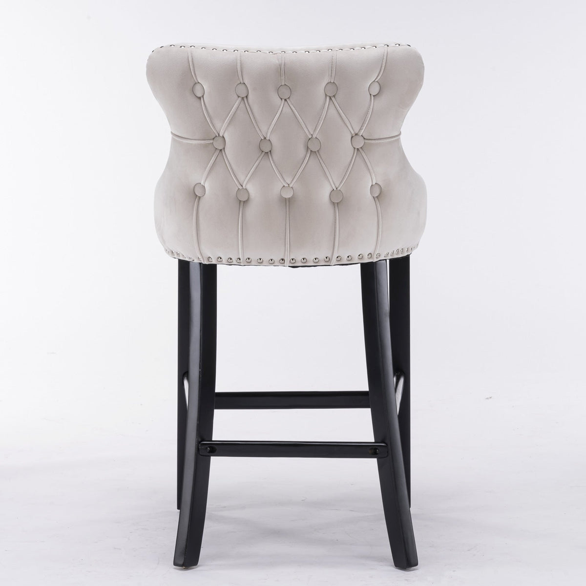Velvet Wing Back Bar Stools Set of 2 with Nailhead Trim