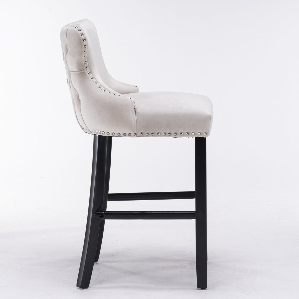 Velvet Wing Back Bar Stools Set of 2 with Nailhead Trim