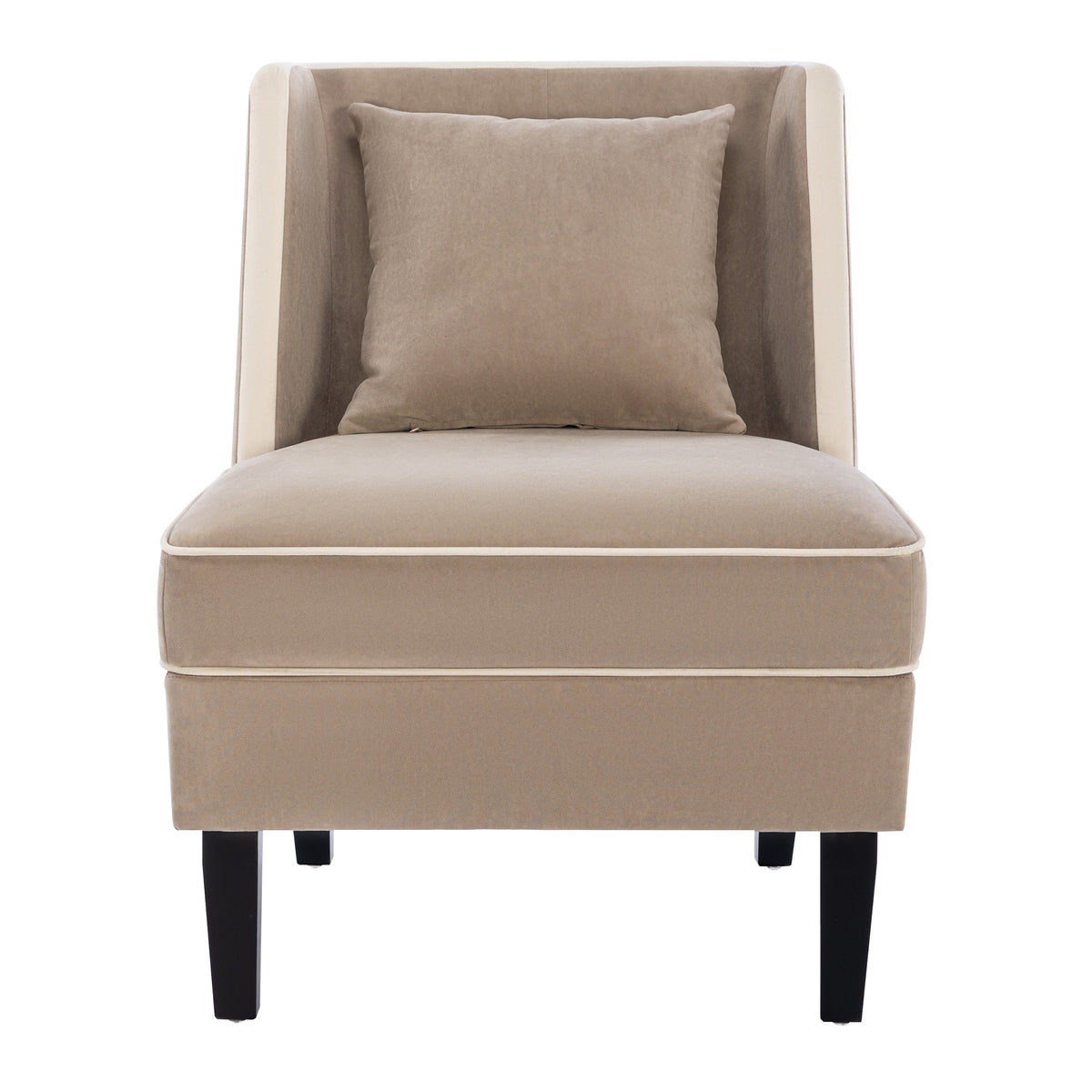 Velvet Accent Chair with Cream Piping for Living Rooms