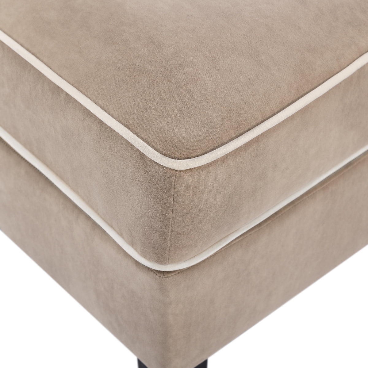 Velvet Accent Chair with Cream Piping for Living Rooms