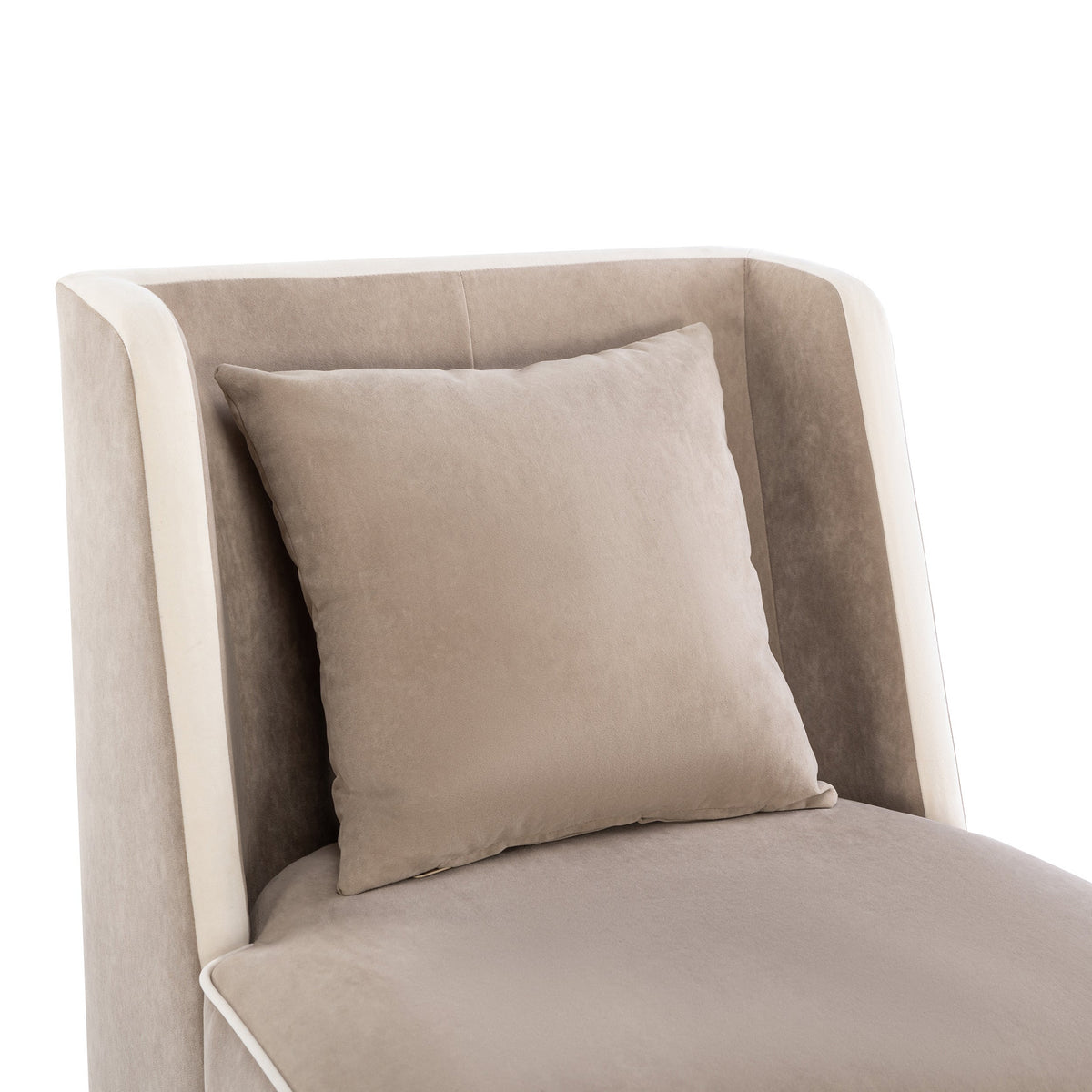 Velvet Accent Chair with Cream Piping for Living Rooms