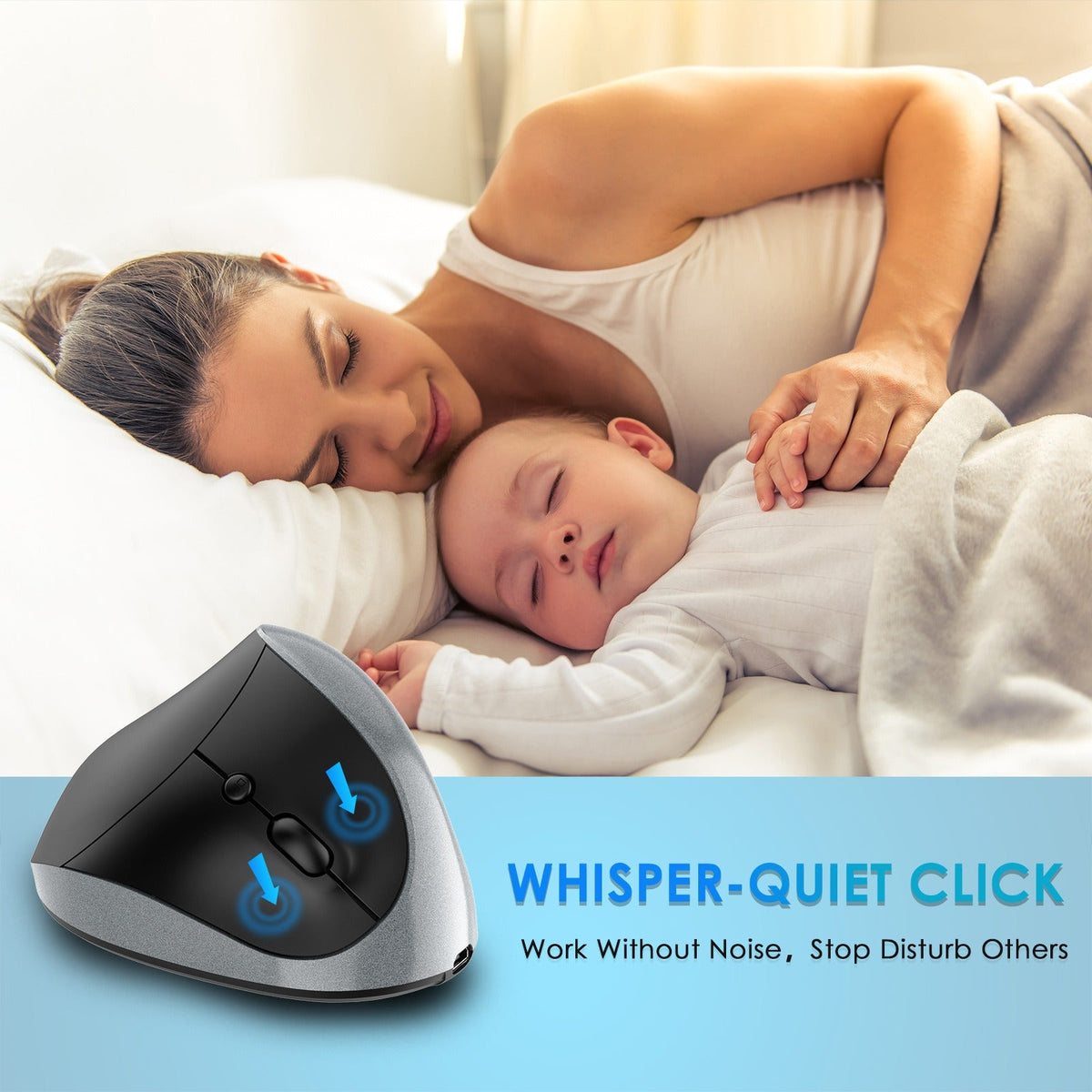 Vertical Wireless Mouse for Wrist Comfort and Quiet Clicks