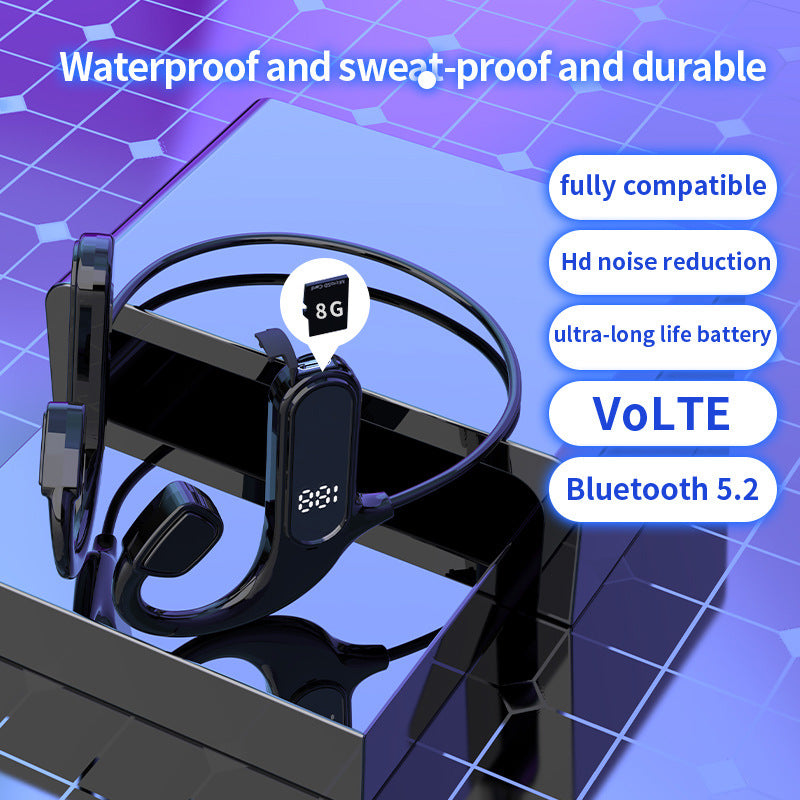 Bone Conduction Bluetooth Headset with LED Battery Display