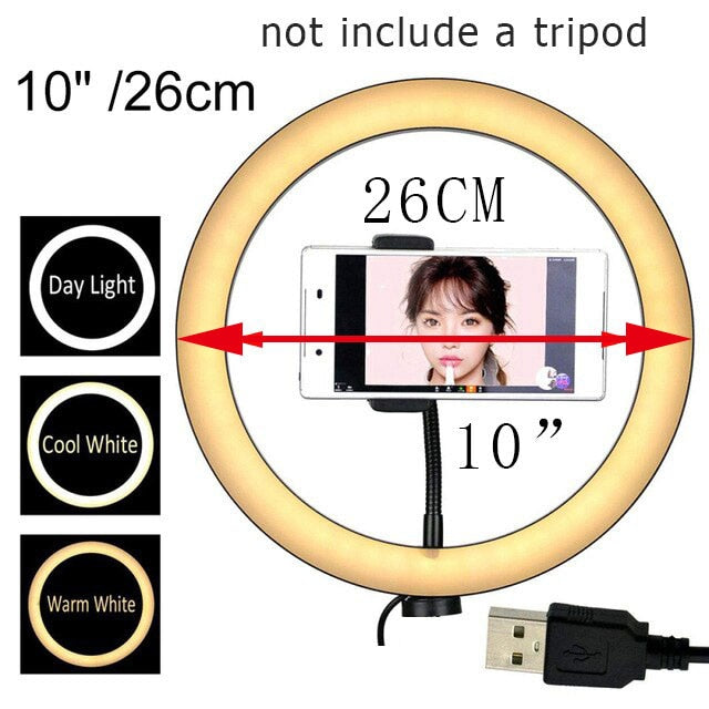 10 Inch Phone Ring Light with Clamp for Live Streaming