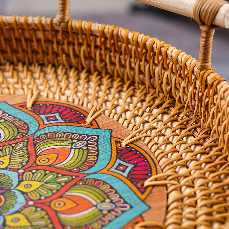 Rattan Serving Trays with Handles for Tabletop Style
