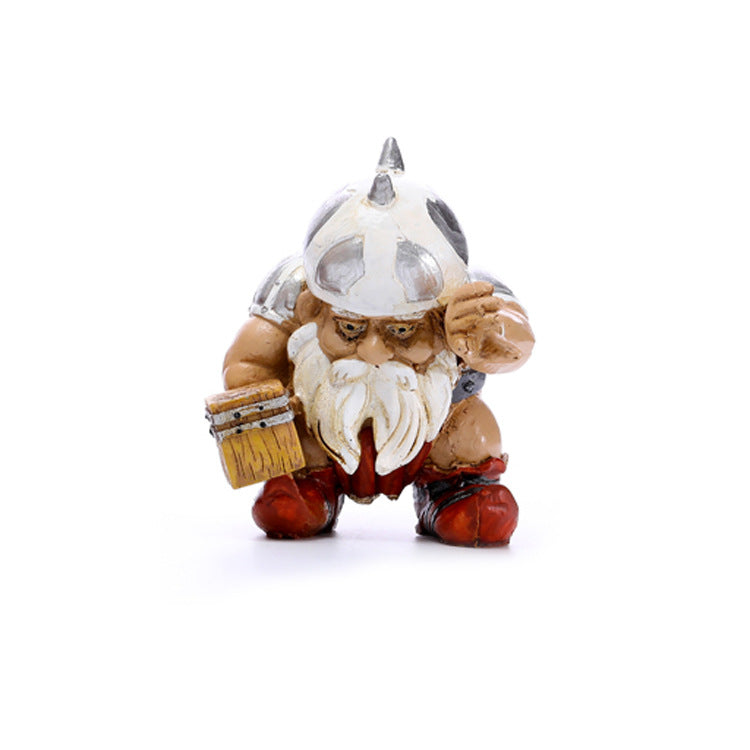 Viking Dwarf Garden Ornament for Playful Fantasy Decor